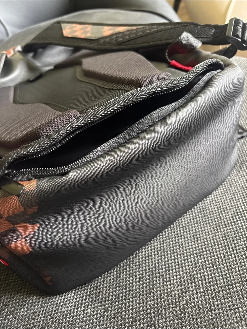 Sprayground Black, Brown & Red Checker Shark-Graphic Backpack